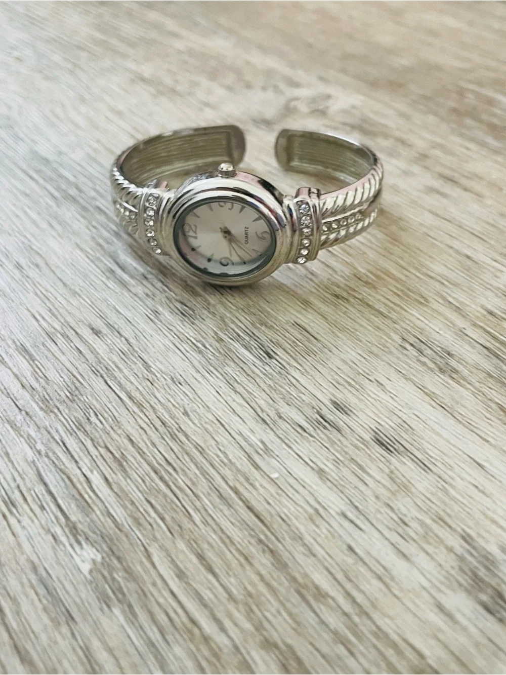 Silver Tone Bracelet Watch with Crystal Accents - Women's Accessory